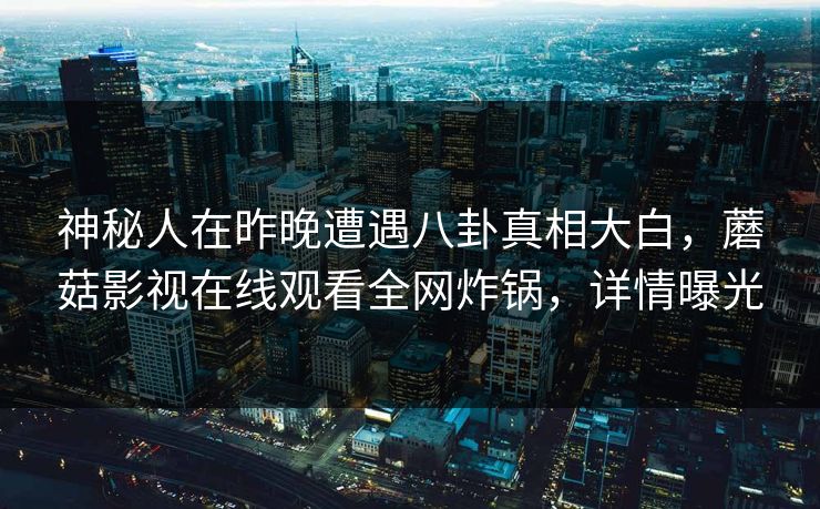 神秘人在昨晚遭遇八卦真相大白，蘑菇影视在线观看全网炸锅，详情曝光