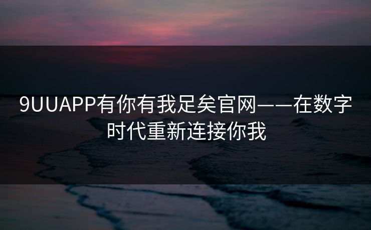 9UUAPP有你有我足矣官网——在数字时代重新连接你我