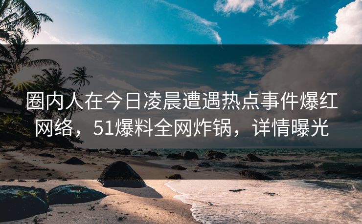 圈内人在今日凌晨遭遇热点事件爆红网络，51爆料全网炸锅，详情曝光
