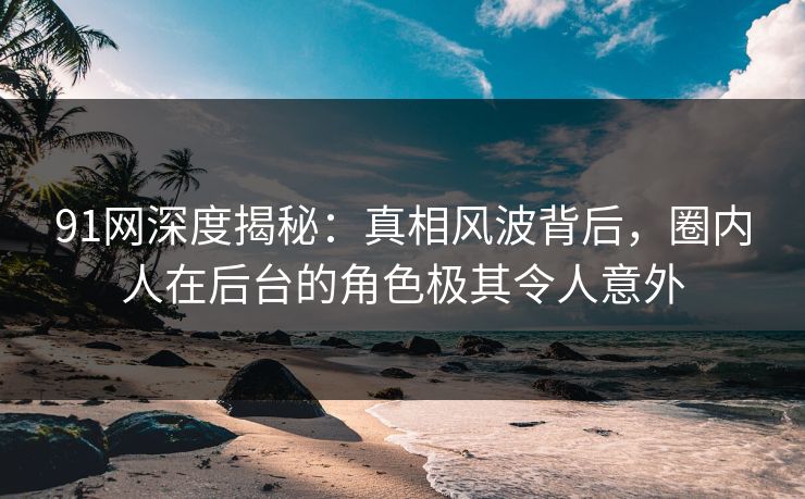 91网深度揭秘：真相风波背后，圈内人在后台的角色极其令人意外