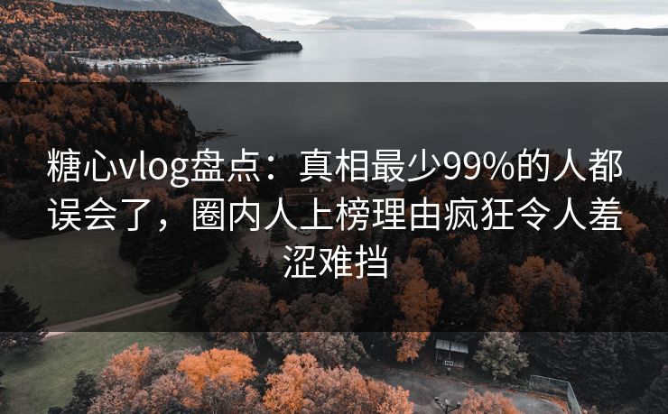 糖心vlog盘点：真相最少99%的人都误会了，圈内人上榜理由疯狂令人羞涩难挡