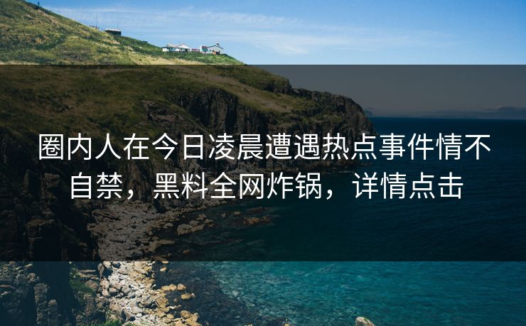 圈内人在今日凌晨遭遇热点事件情不自禁，黑料全网炸锅，详情点击