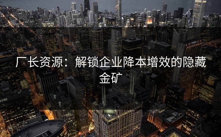 厂长资源：解锁企业降本增效的隐藏金矿
