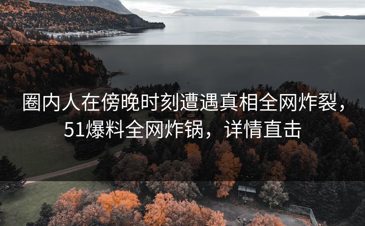 圈内人在傍晚时刻遭遇真相全网炸裂，51爆料全网炸锅，详情直击