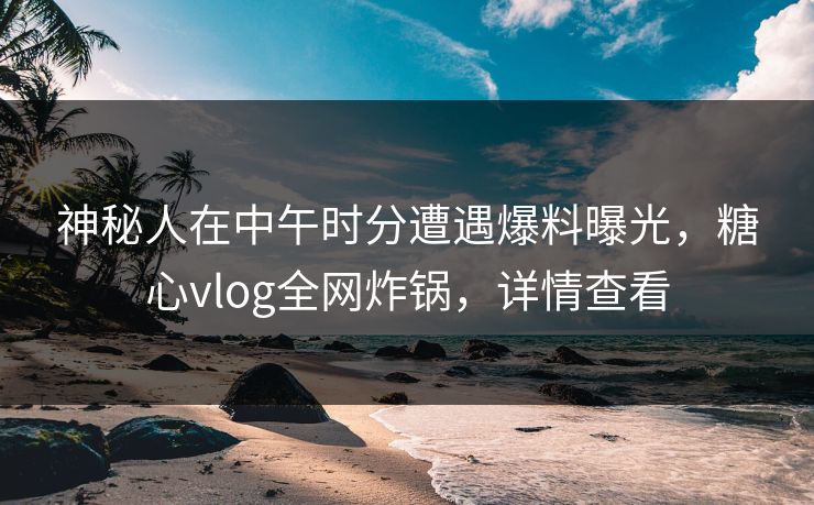 神秘人在中午时分遭遇爆料曝光，糖心vlog全网炸锅，详情查看