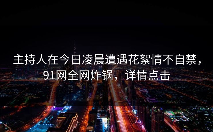 主持人在今日凌晨遭遇花絮情不自禁，91网全网炸锅，详情点击