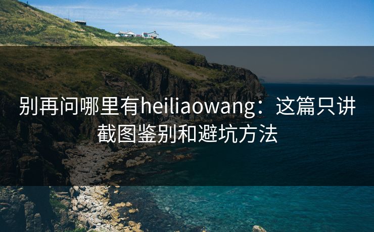 别再问哪里有heiliaowang：这篇只讲截图鉴别和避坑方法