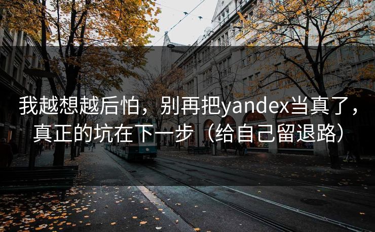 我越想越后怕，别再把yandex当真了，真正的坑在下一步（给自己留退路）